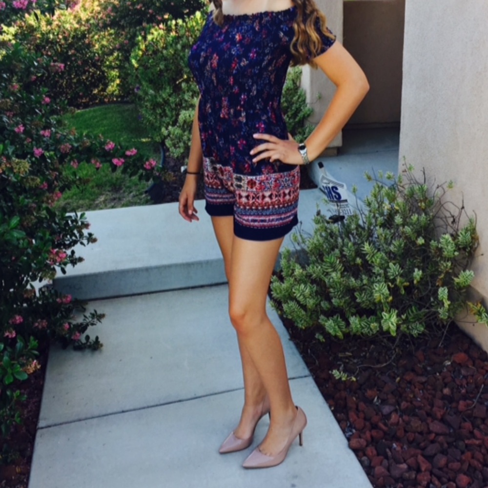 Monteau Off the Shoulder Floral Romper